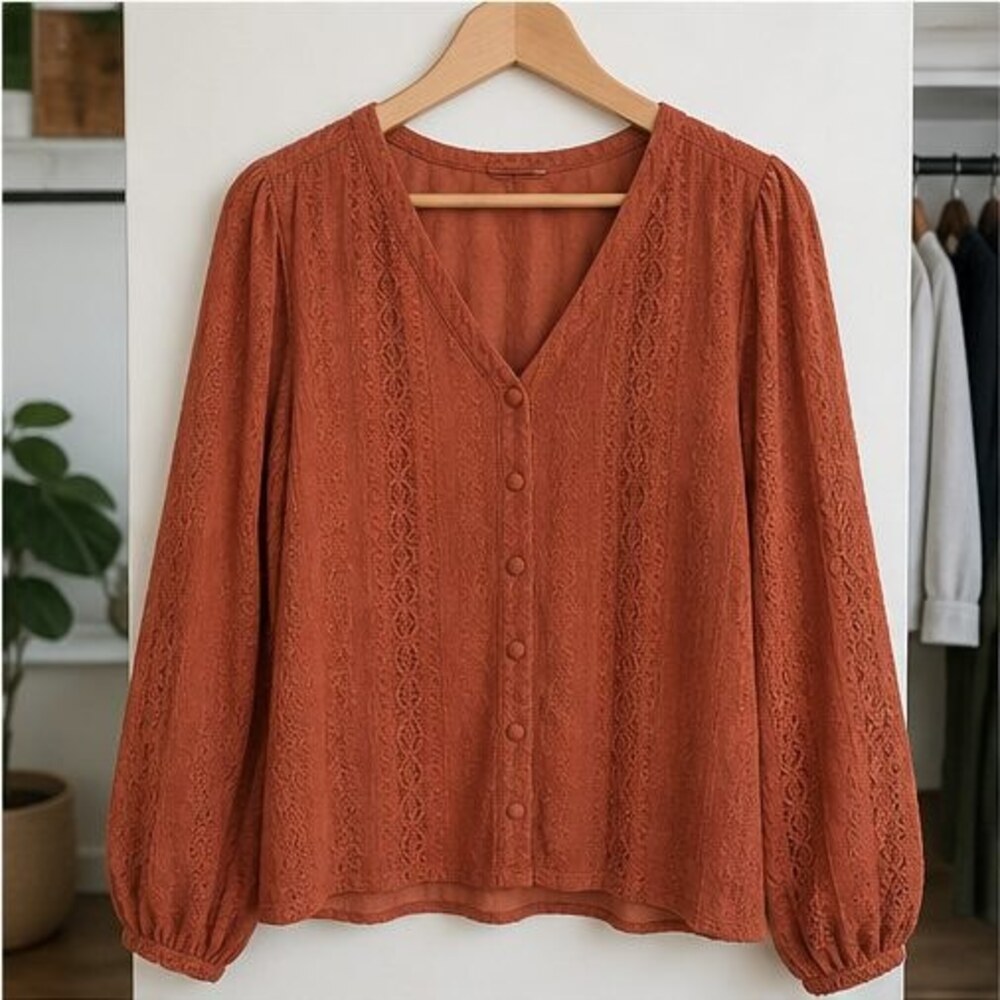 Rust Wrap Blouse